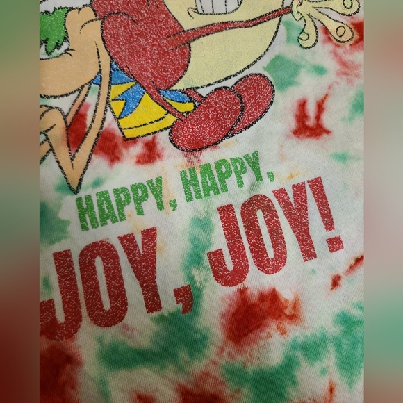 Hand tie dyed ren and Stimpy Christmas shirt - Picture 5 of 6